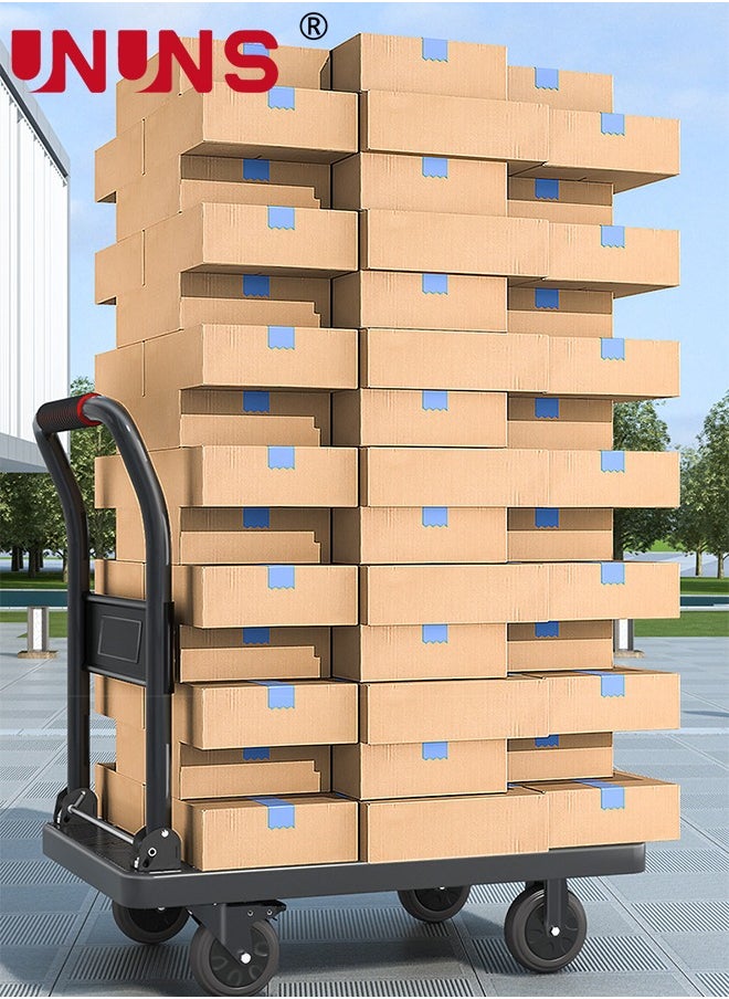 UNUNS - Dolly Cart,Platfcrm Truck Push Cart With 440 Lbs Capecty,Silent Wheels,One-Handed Folding,Large Flat Hand Truck Trolley For Moving Shopping Storage,40X60CM - Image 1