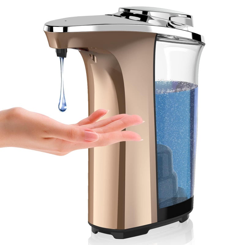 PZOTRUF Automatic Soap Dispenser, PZOTRUF Touchless 17oz/500ml with Upgraded Infrared Sensor, 5 Adjustable Soap Dispensing Levels, Liquid Hand Soap Dispenser for Bathroom (Rose Gold) - Image 1
