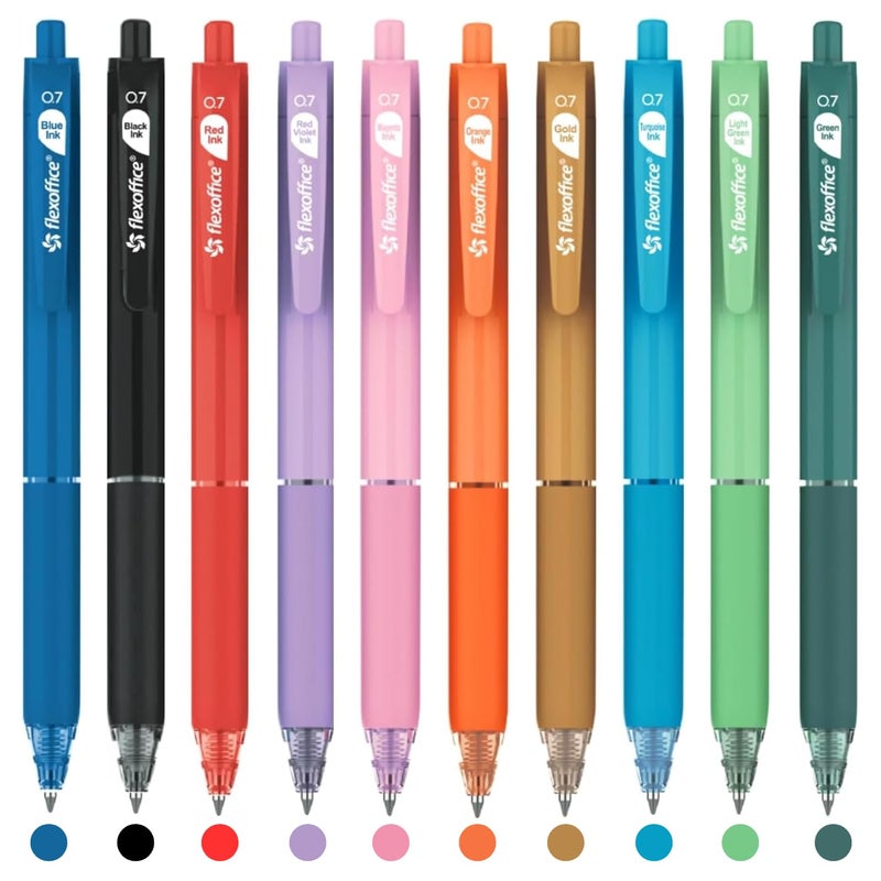 FLEXOFFICE 10-Count Assorted Colors Retractable Ballpoint Pens 0.7mm, Pastel Color Barrels with Soft Contoured Grip|Christmas Gifts for Coworkers, Teachers, Friends - Image 1
