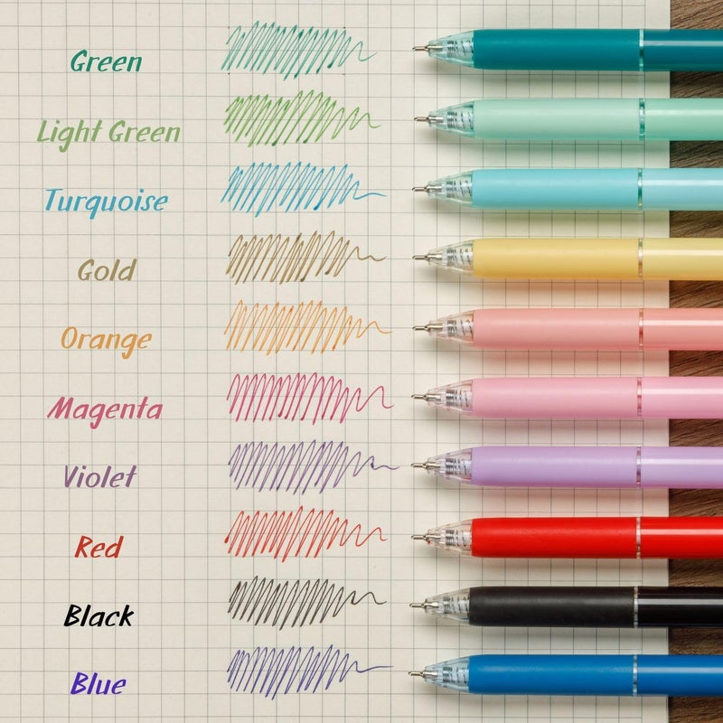 FLEXOFFICE 10-Count Assorted Colors Retractable Ballpoint Pens 0.7mm, Pastel Color Barrels with Soft Contoured Grip|Christmas Gifts for Coworkers, Teachers, Friends - Image 2