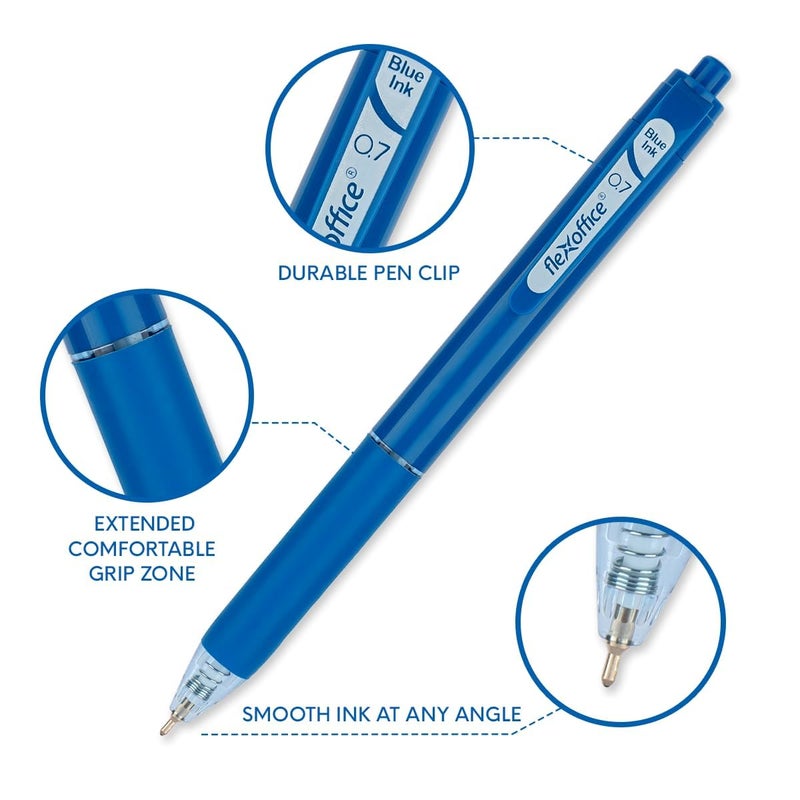 FLEXOFFICE 10-Count Assorted Colors Retractable Ballpoint Pens 0.7mm, Pastel Color Barrels with Soft Contoured Grip|Christmas Gifts for Coworkers, Teachers, Friends - Image 4
