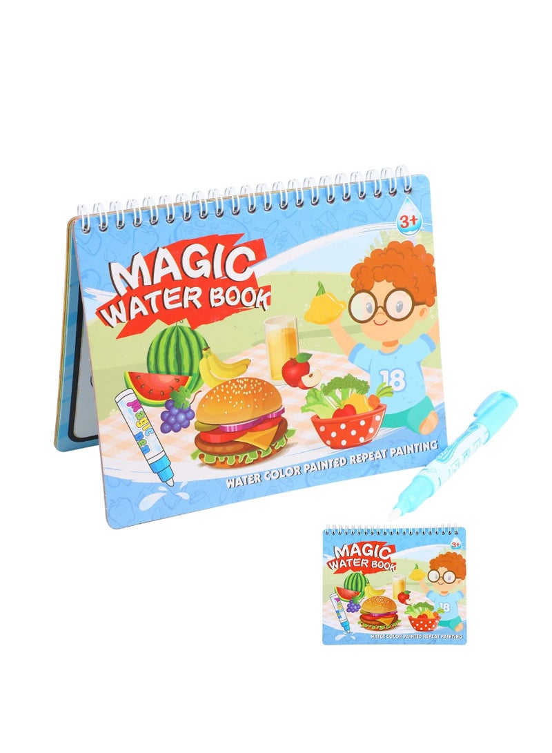 KASTWAVE Reusable Water Colouring Book, Water Painting Books for Kids Water Book, Magic Colouring Book for 2 3 4 5 6 Year Old Kids Boys Girls Gifts (Food Paradise)  - Image 1