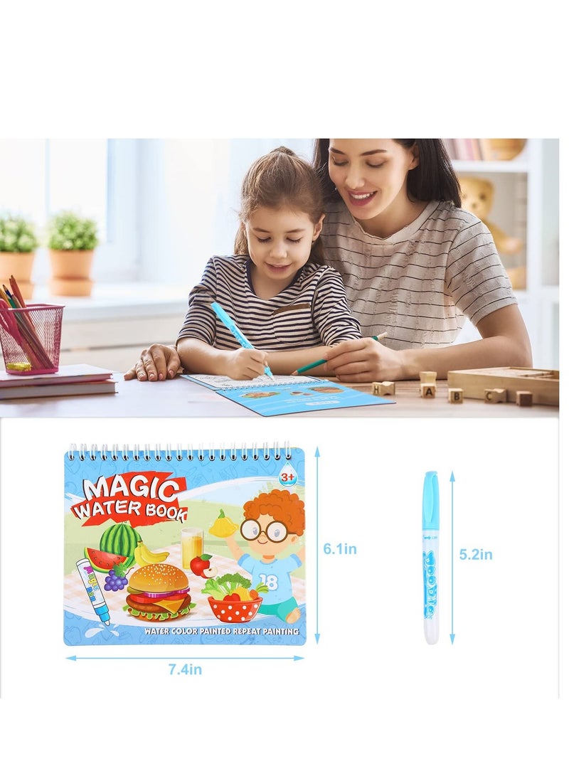 KASTWAVE Reusable Water Colouring Book, Water Painting Books for Kids Water Book, Magic Colouring Book for 2 3 4 5 6 Year Old Kids Boys Girls Gifts (Food Paradise)  - Image 2