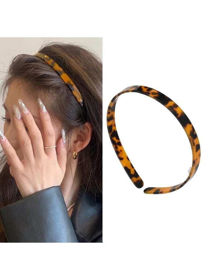 Kefley Tortoise Shell Acetate Headband for Women with Teeth Leopard Print Resin Thin Headbands - Vintage Hairband Headpiece - Image 1