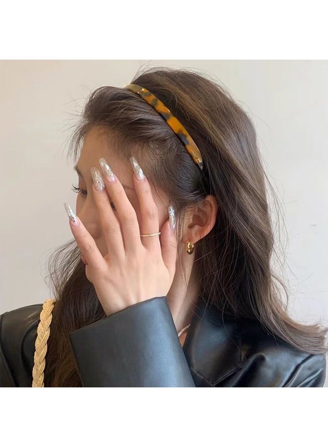Kefley Tortoise Shell Acetate Headband for Women with Teeth Leopard Print Resin Thin Headbands - Vintage Hairband Headpiece - Image 4