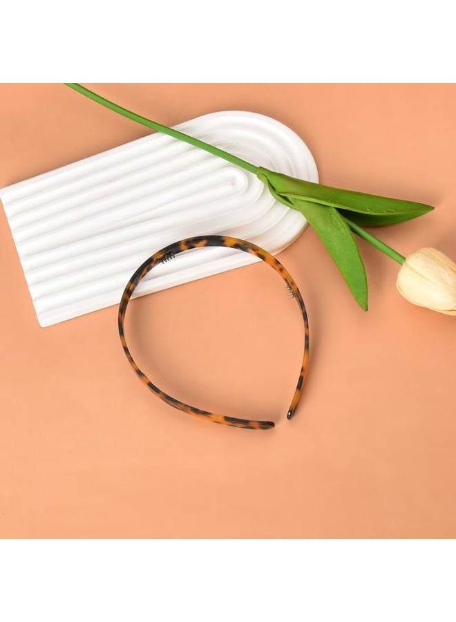 Kefley Tortoise Shell Acetate Headband for Women with Teeth Leopard Print Resin Thin Headbands - Vintage Hairband Headpiece - Image 3