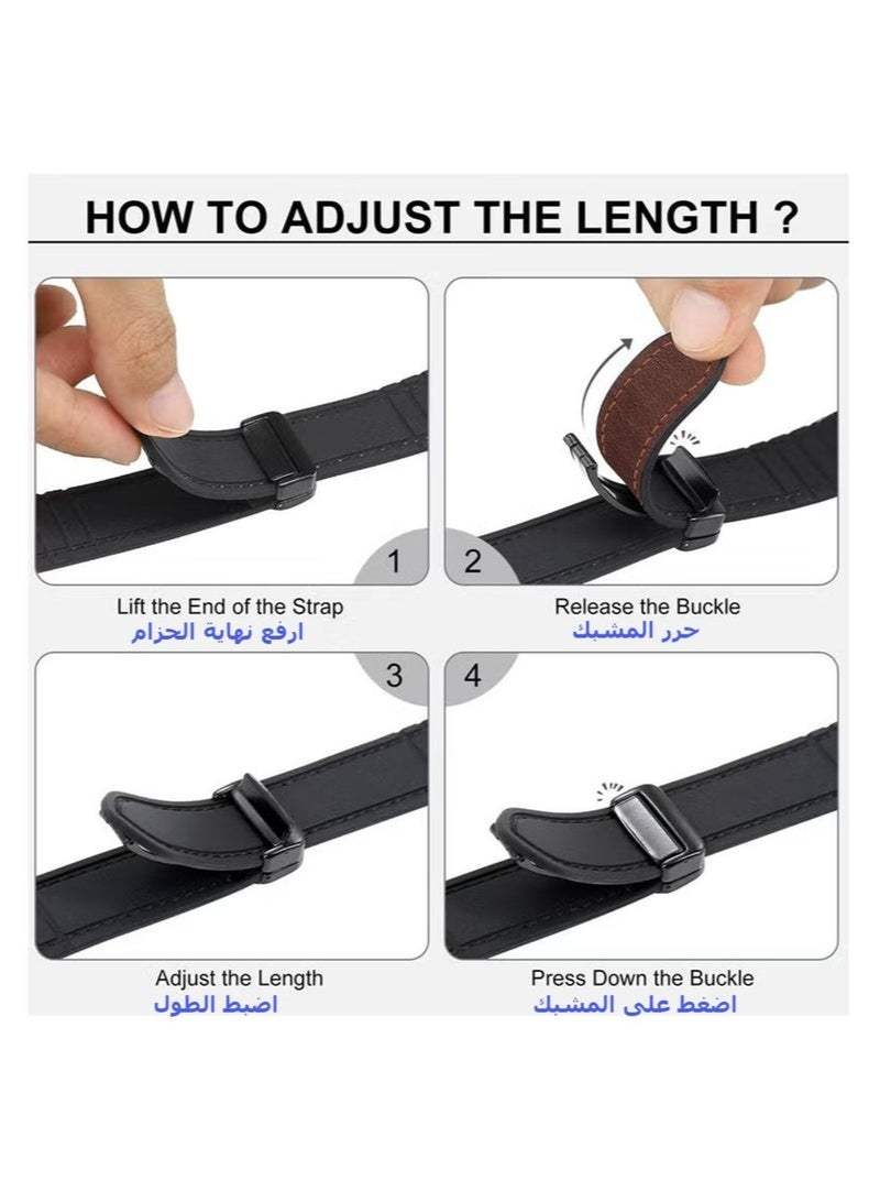 Bukela Magnetic Leather Watch Band for Apple Watch Ultra, 49mm 45mm 44mm 42mm, Magnetic Buckle Replacement Genuine Leather Strap for Apple Watch Series, Brown - Image 3