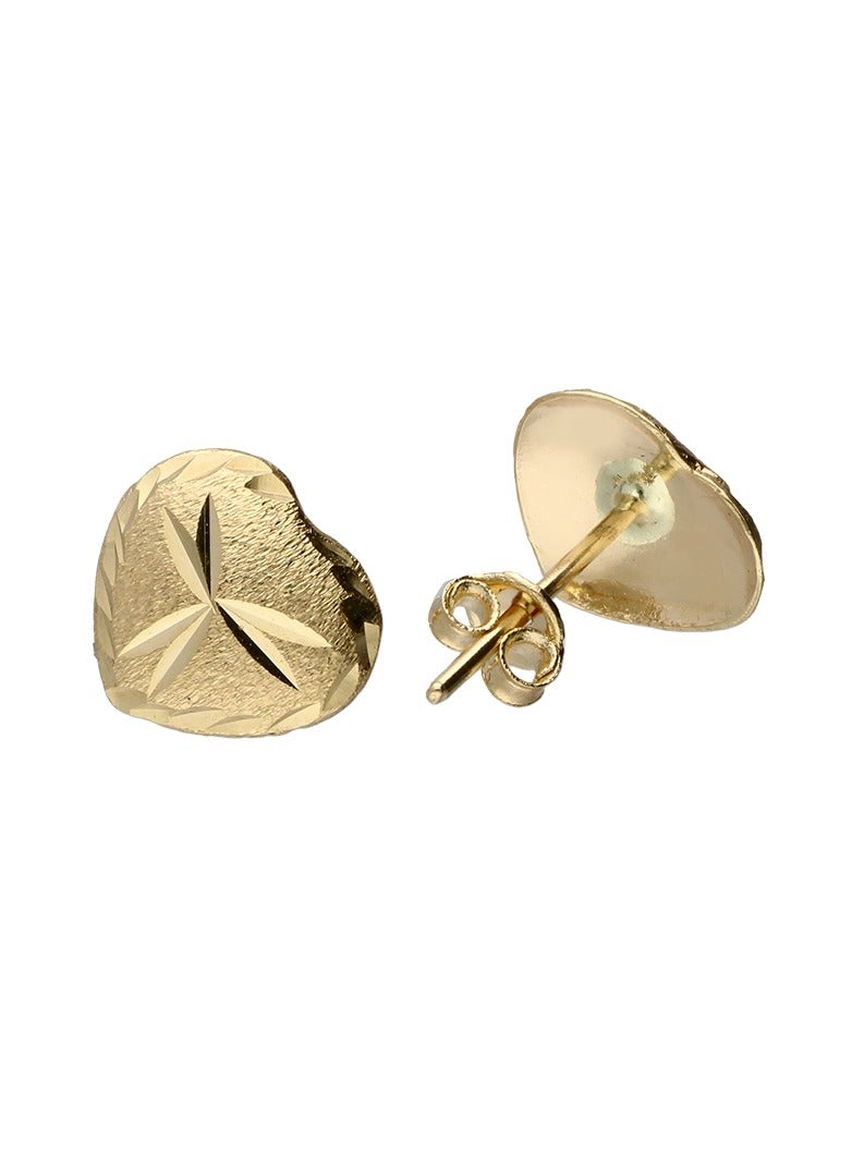 FK Jewellers Gold Heart Shaped Stud Earrings 18KT - FKJERN18KU3044 - Image 1
