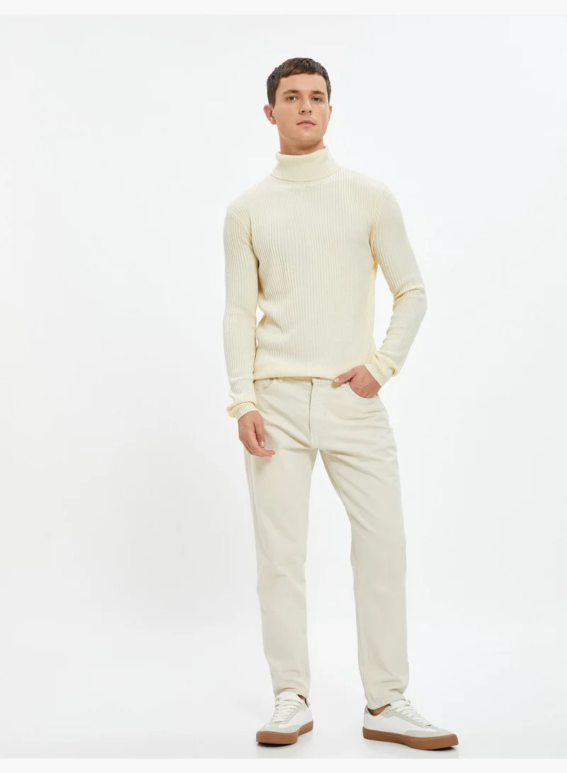 KOTON Turtle Neck Knit Sweater Slim Fit Long Sleeve Ribbed