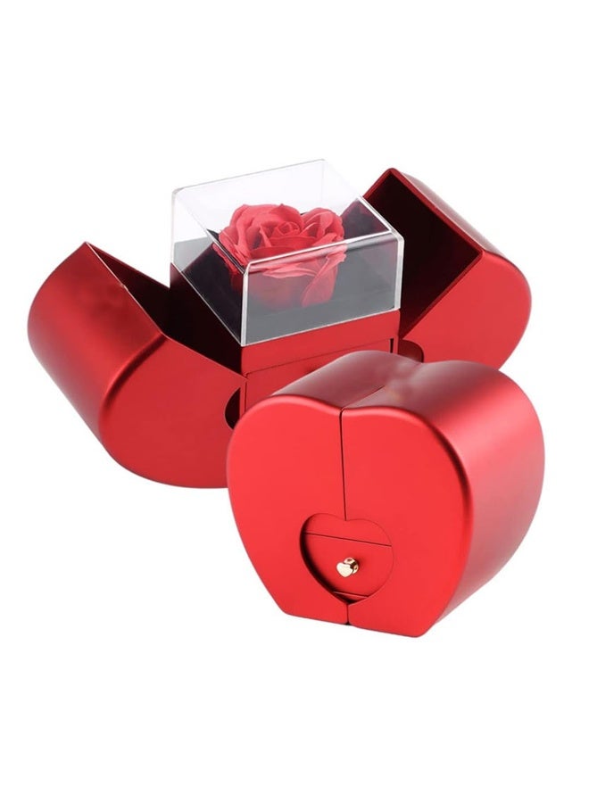 Red Apple Shape Jewelry Gift Box with Eternal Preserved Rose, Romantic Surprise Packaging for Proposal, Wedding, Valentine’s Day, Anniversary, Birthday, Mother’s Day Gifts for Wife Girlfriend Mother - Image 3