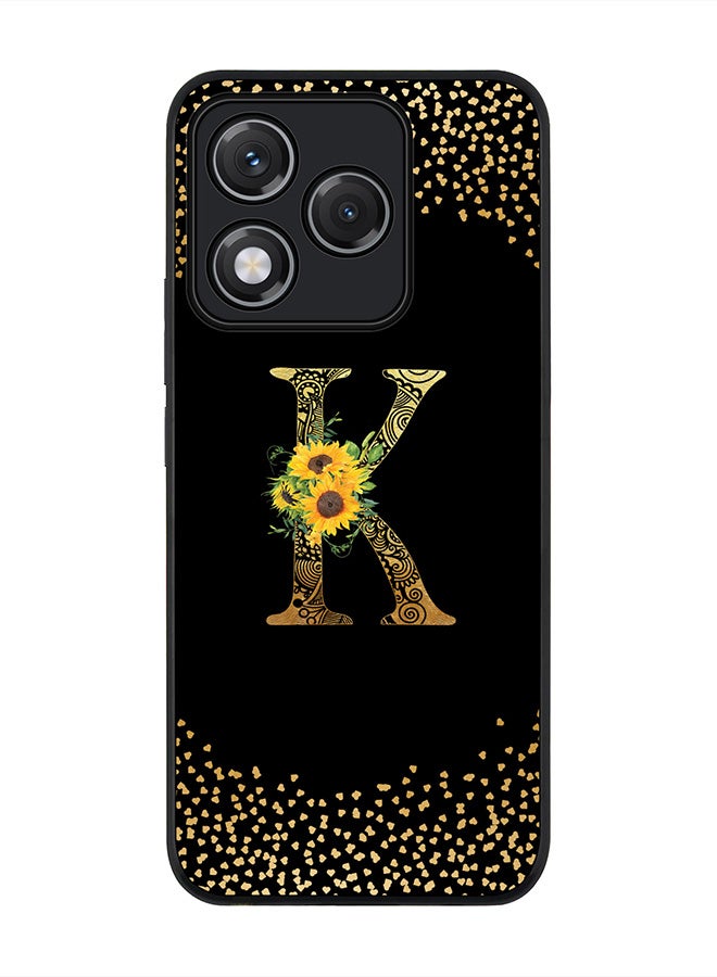 Stylizedd For Honor 400 Lite Case,Slim fit Camera Protection, Shockproof Thin Phone cover  - Custom Floral Monogram - K ( Black )