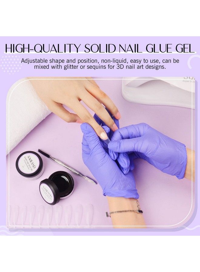 Saviland Solid Nail Glue Gel Kit For Nail Tips  2Pcs 05Oz Gel Glue For Acrylic Nails Press On Nails Rhinestone U Vled Lamp Needed - Image 5