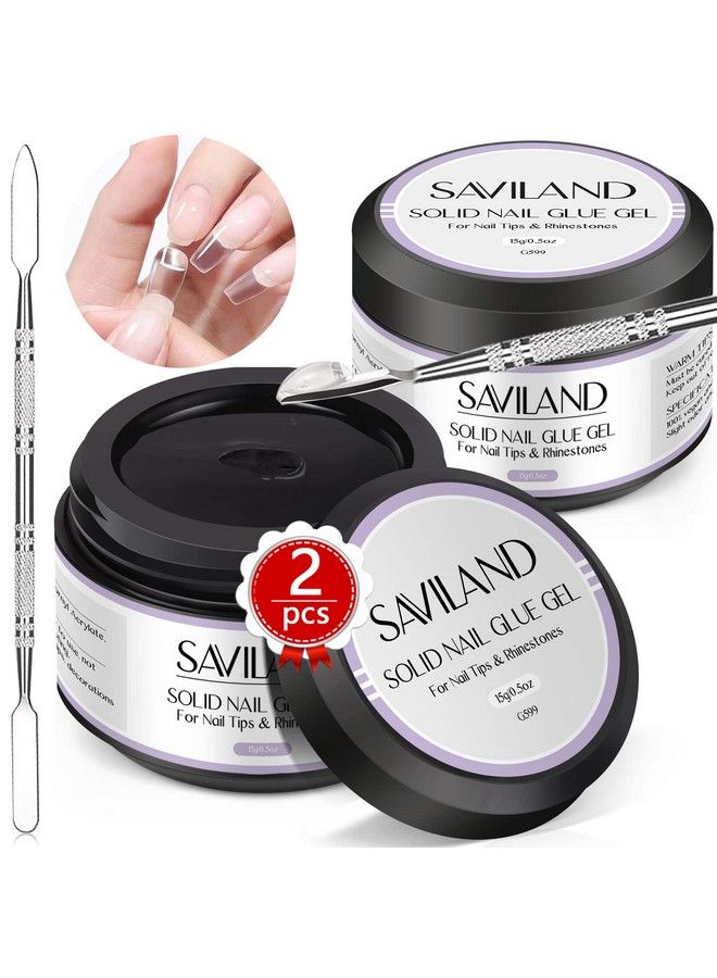 Saviland Solid Nail Glue Gel Kit For Nail Tips  2Pcs 05Oz Gel Glue For Acrylic Nails Press On Nails Rhinestone U Vled Lamp Needed - Image 1