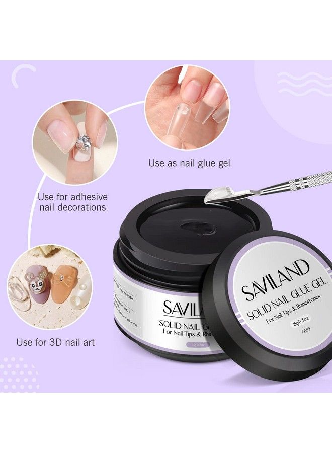 Saviland Solid Nail Glue Gel Kit For Nail Tips  2Pcs 05Oz Gel Glue For Acrylic Nails Press On Nails Rhinestone U Vled Lamp Needed - Image 3
