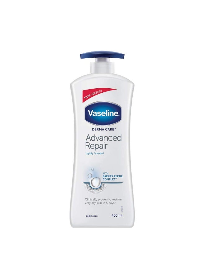 Vaseline Derma Care Advanced Repair Body Lotion, 400 ml & Vaseline Lip Tin Original Care Infused with Vitamin E for Healthy Lips & Natural Glossy Shine, Moisturizes & Hydrates Dry, Chapped Lips, 17g - Image 2