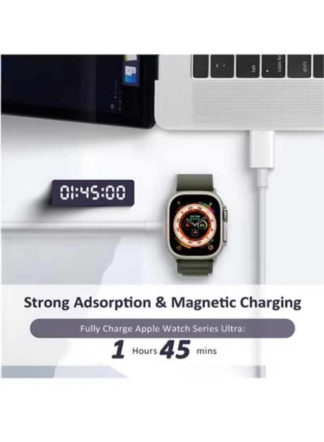 الآلة الصغيرة كابل شاحن ساعة USB C للشحن السريع متوافق مع Apple Watch، كابل شحن مغناطيسي متوافق مع الساعات Series 9/8/7/Ultra/Ultra2/SE2/6/5/4/3/2/1/SE1، كابل Type C بطول 1 متر - Image 4