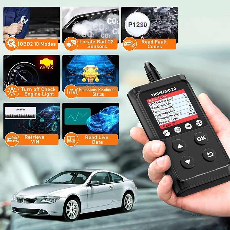 THINKCAR OBD2 Scanner Check Engine Code Reader with Reset, EVAP/O2 Sensor Test, I/M Readiness/Live Data CAN Diagnostic Scan Tool for All OBD2 Cars After 1996 - Image 2