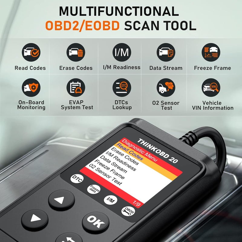 THINKCAR OBD2 Scanner Check Engine Code Reader with Reset, EVAP/O2 Sensor Test, I/M Readiness/Live Data CAN Diagnostic Scan Tool for All OBD2 Cars After 1996 - Image 3