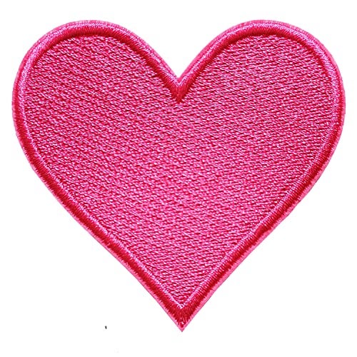 MISDONR 3pcs Pink Heart Embroidered Iron on Patches for Clothing Jackets Backpacks 2.7x2.8 inch - Image 1