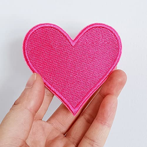 MISDONR 3pcs Pink Heart Embroidered Iron on Patches for Clothing Jackets Backpacks 2.7x2.8 inch - Image 2