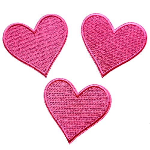 MISDONR 3pcs Pink Heart Embroidered Iron on Patches for Clothing Jackets Backpacks 2.7x2.8 inch - Image 4