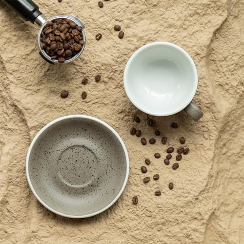 Loveramics Coffee Cup Ceramic, 10 oz Latte Art Cup with Saucer for Cappuccino, Tea, Espresso, Thick - walled stoneware Cappuccino mug Set for Cafe and Barista - Potters Colours (Granite, 10OZ) - Image 5