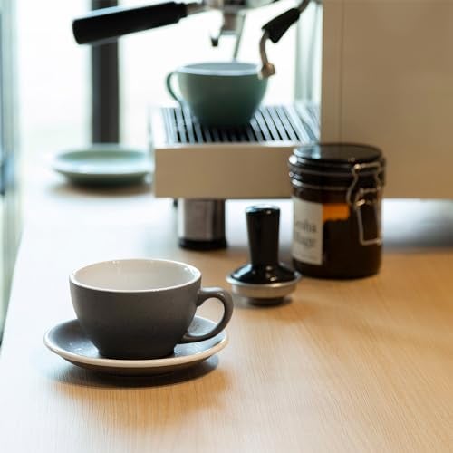 Loveramics Coffee Cup Ceramic, 10 oz Latte Art Cup with Saucer for Cappuccino, Tea, Espresso, Thick - walled stoneware Cappuccino mug Set for Cafe and Barista - Potters Colours (Granite, 10OZ) - Image 4