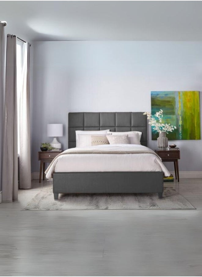 Bed and Mattress Zone Kingsman Upholstered Bed 200x150 Queen Size Grey Color 