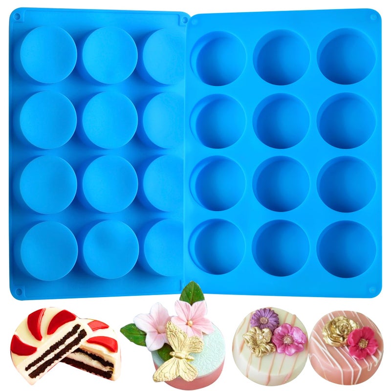 Sidosir 2Pcs Oreo Cookie Chocolate Silicone Mold 12Cavity Round Cylinder Oreo Chocolate Cover Molds for Candy Silicone Baking Molds for Mini Cakes Jelly