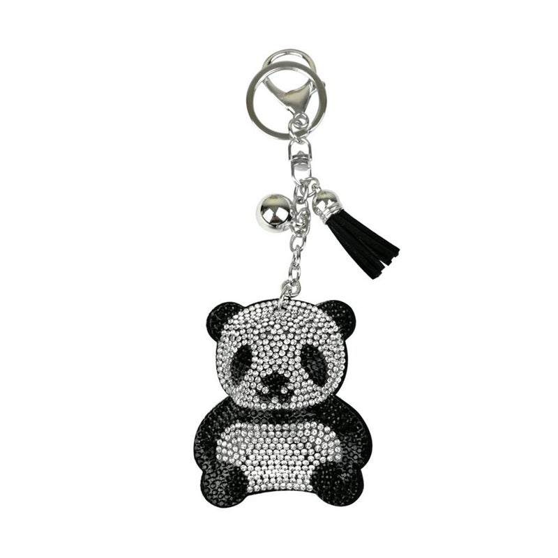 2pcs Panda Keychain Fashion Charm Metal Keyring Key Holder Bag Hanging Pendant (Black) - Image 2