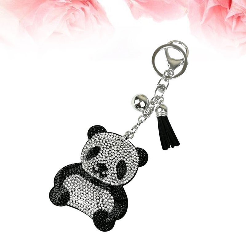 2pcs Panda Keychain Fashion Charm Metal Keyring Key Holder Bag Hanging Pendant (Black) - Image 1