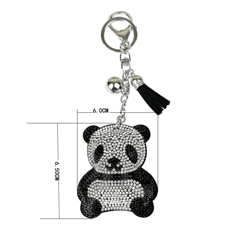 2pcs Panda Keychain Fashion Charm Metal Keyring Key Holder Bag Hanging Pendant (Black) - Image 3