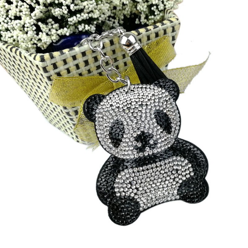 2pcs Panda Keychain Fashion Charm Metal Keyring Key Holder Bag Hanging Pendant (Black) - Image 5