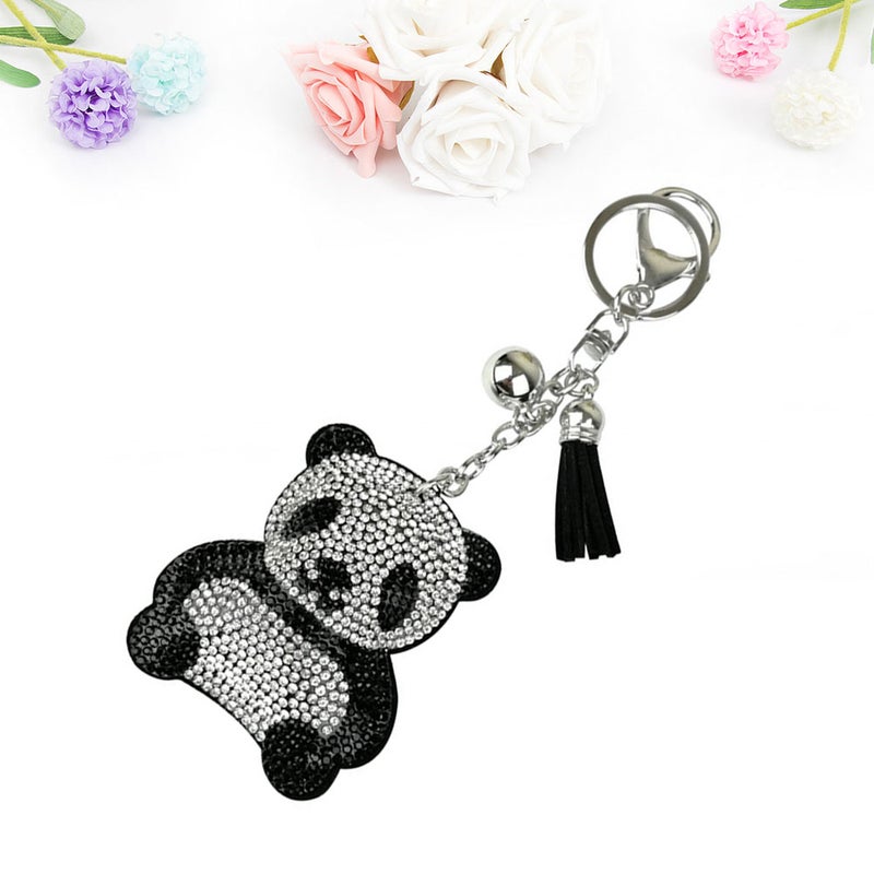 2pcs Panda Keychain Fashion Charm Metal Keyring Key Holder Bag Hanging Pendant (Black) - Image 4