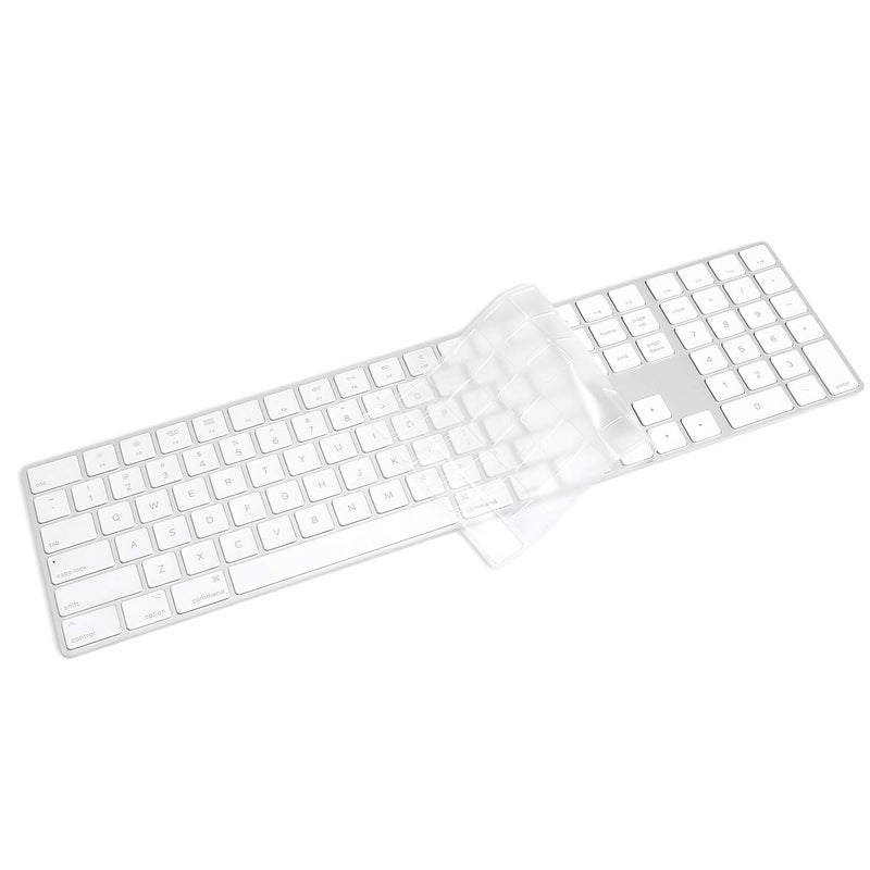 ProElife Keyboard Cover Skin for 2018-2017 Apple Magic Keyboard with Numeric Keypad A1843 US Enter MQ052LL/A Wireless Bluetooth Keyboard Ultra Thin Full Size TPU Protector, 0.13 mm, Transparent Clear - Image 1