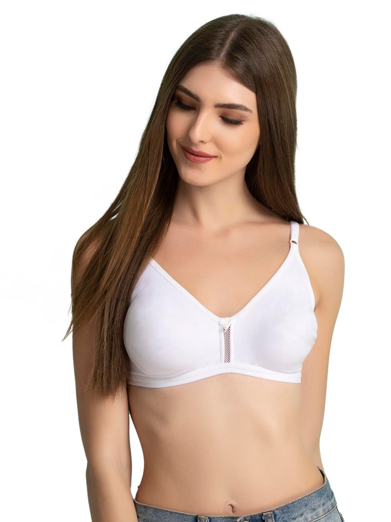 Clovia Women's Cotton Smoothie Non-Padded Non-Wired Full Coverage Bra (BR0638P18_White_32C) - Image 1