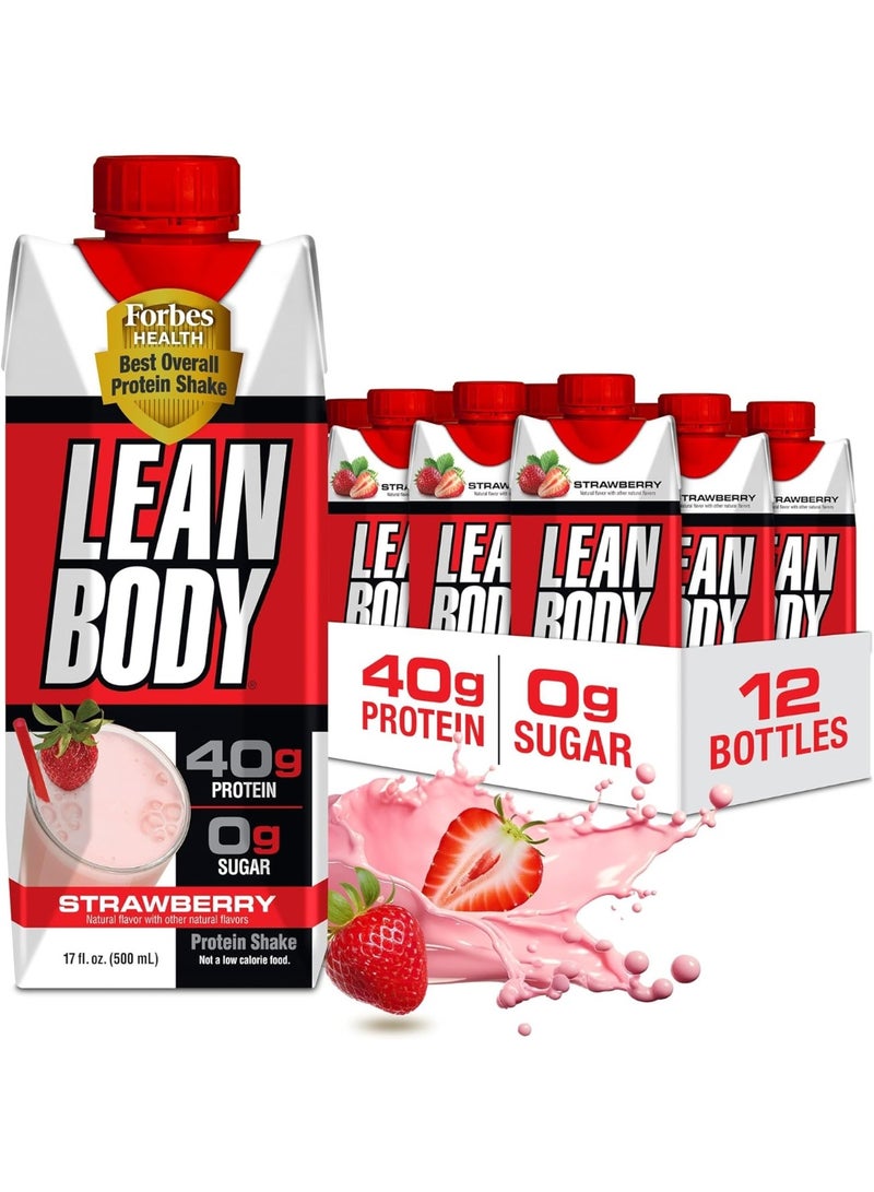 Labrada Lean Body Ready To Drink Protein Shake- Strawberry, 40g Protein, 0 Sugar. 500ml, Box of 12 pcs - Image 1