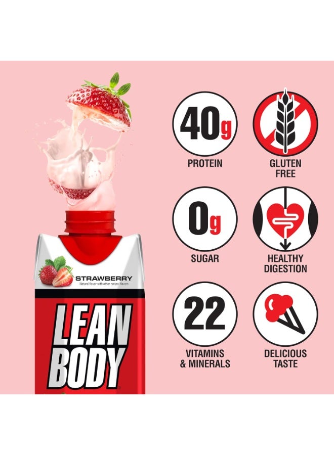 Labrada Lean Body Ready To Drink Protein Shake- Strawberry, 40g Protein, 0 Sugar. 500ml, Box of 12 pcs - Image 3
