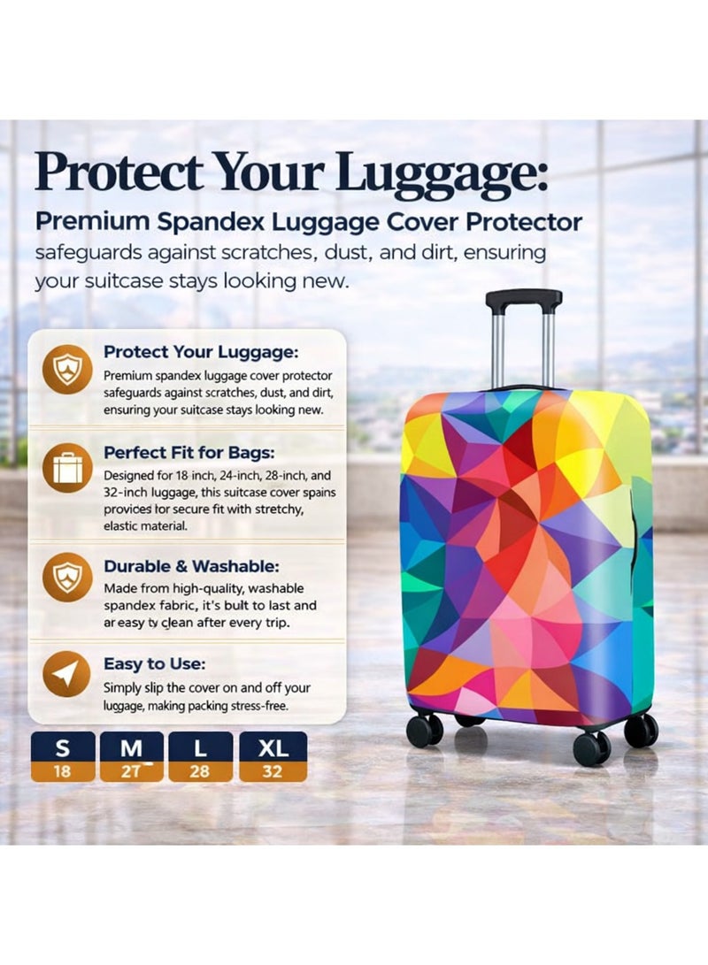 معاني Luggage Cover Protector, Spandex Suitcase Cover | Washable, Anti-Scratch Travel Gear for 18-32 Inch Bags (Rainbow, XL(29-32)) - Image 4