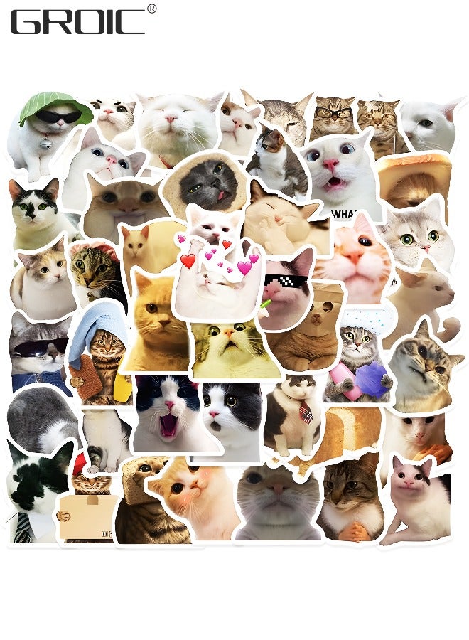 GROIC 50 قطعة ملصقات قطة ملصقات كاواي ملصقات حيوانات لطيفة ملصقات مقاومة للماء ألعاب لاصقة للدراجات وزجاجات المياه والكمبيوتر المحمول وكوب الثلاجة والأمتعة والكمبيوتر المحمول ولوح التزلج - Image 1