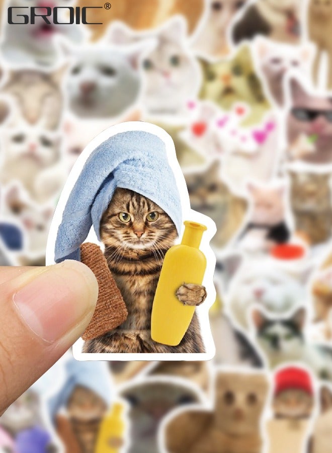 GROIC 50 قطعة ملصقات قطة ملصقات كاواي ملصقات حيوانات لطيفة ملصقات مقاومة للماء ألعاب لاصقة للدراجات وزجاجات المياه والكمبيوتر المحمول وكوب الثلاجة والأمتعة والكمبيوتر المحمول ولوح التزلج - Image 3