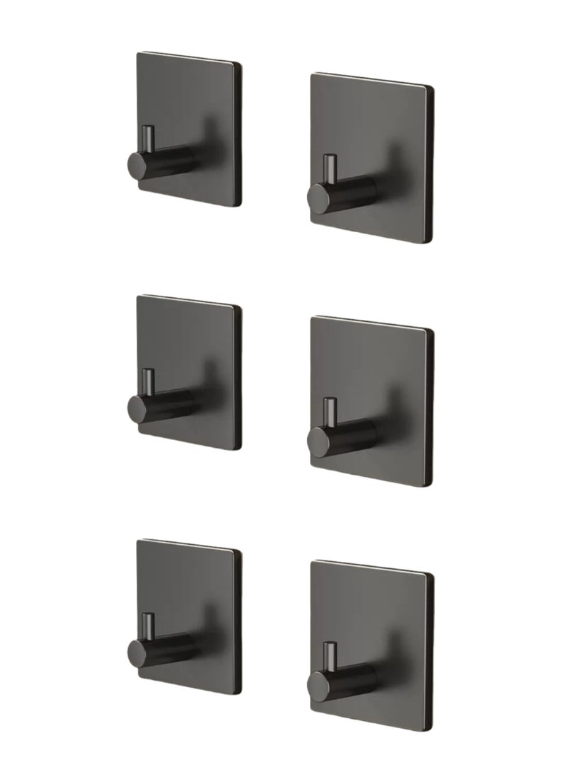 6 black pieces high-quality 304 stainless stell,Self Adhesive Hooks,5KG Heavy Duty Hook,Towel Hooks Waterproof Shower Wall Hooks,1.77*1.77inch,robe hanger Home Kitchen bathroom - Image 1