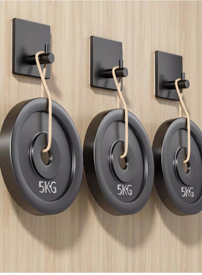 6 black pieces high-quality 304 stainless stell,Self Adhesive Hooks,5KG Heavy Duty Hook,Towel Hooks Waterproof Shower Wall Hooks,1.77*1.77inch,robe hanger Home Kitchen bathroom - Image 2