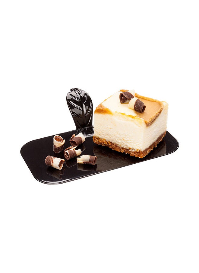 4 x 2.2 x 1 Inch Rectangle Appetizer Plates, 100 Disposable Pastry Plates - Built-In Handle, Premium, Black Plastic Dessert Plates with Handle, Serve Appetizers Or Desserts
