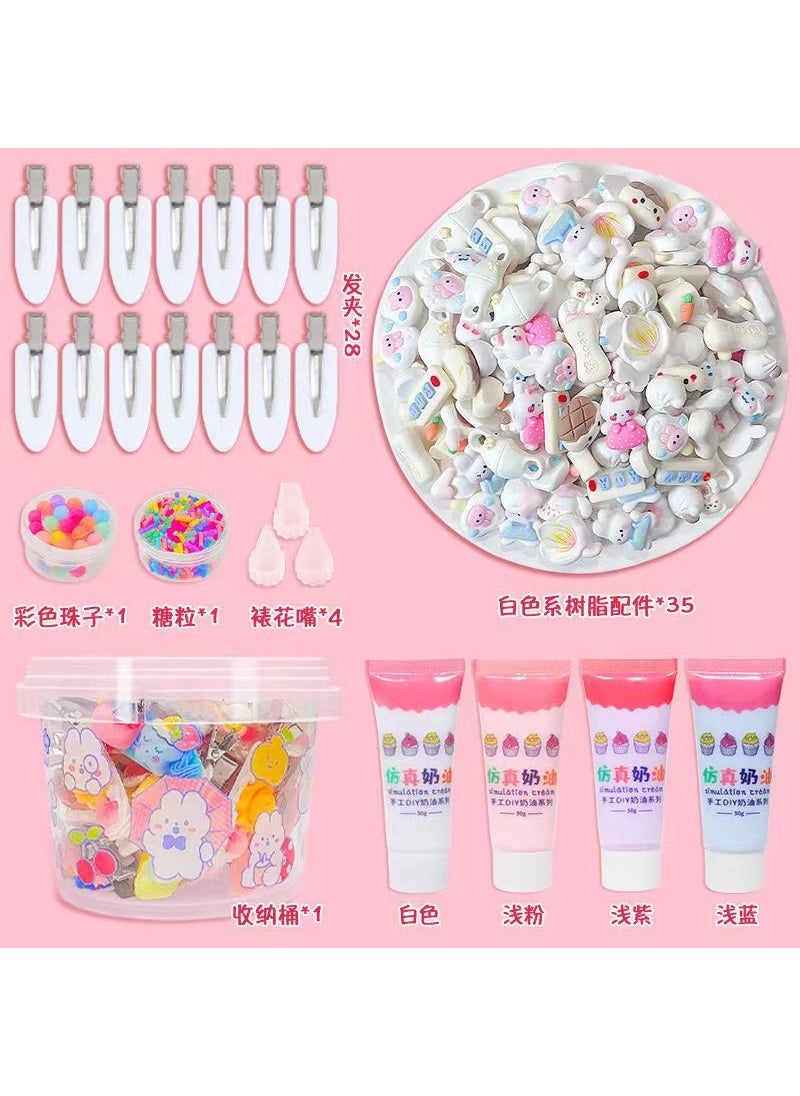 Generic DIY Creamy Resin Hair Accessory KitCream glue hairpin 70-piece set white series Cream glue hairpin 70-piece set white series 