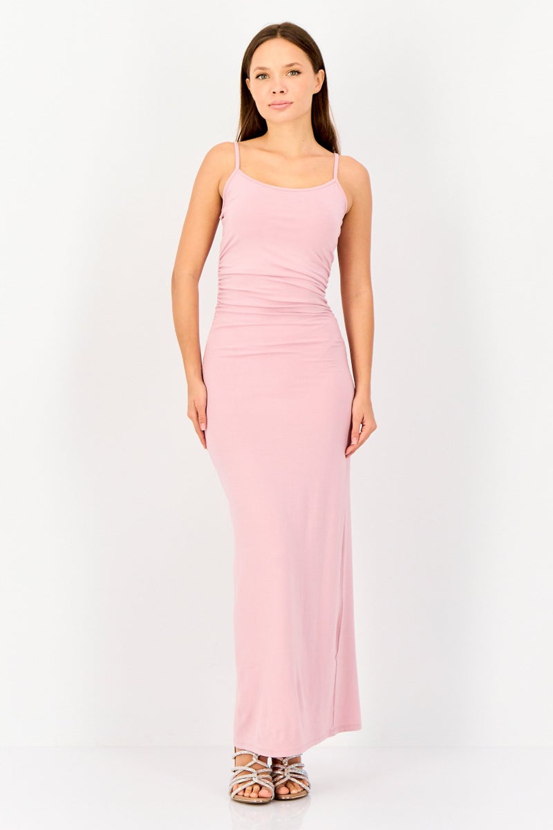 bebe فستان ماكسي نسائي سادة، لون موف فاتح - Image 1