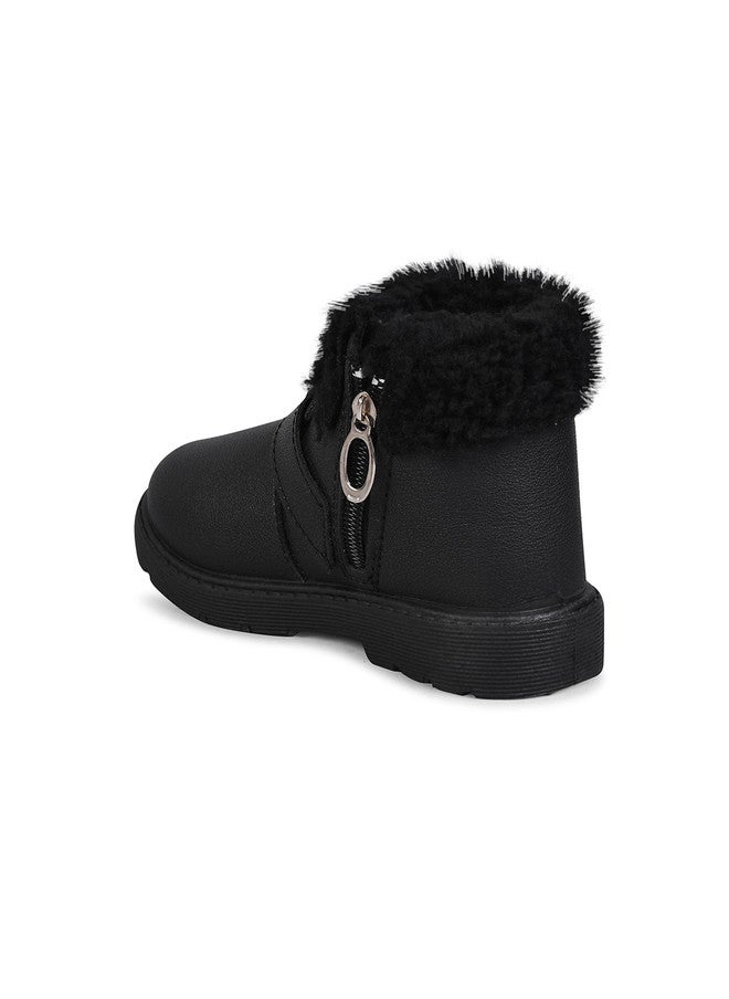 KATS Boys Mid-Top Round Toe Black Sneakers with Zip Closure - Image 3