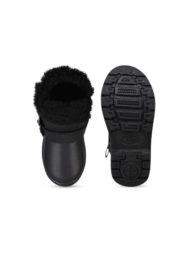 KATS Boys Mid-Top Round Toe Black Sneakers with Zip Closure - Image 5