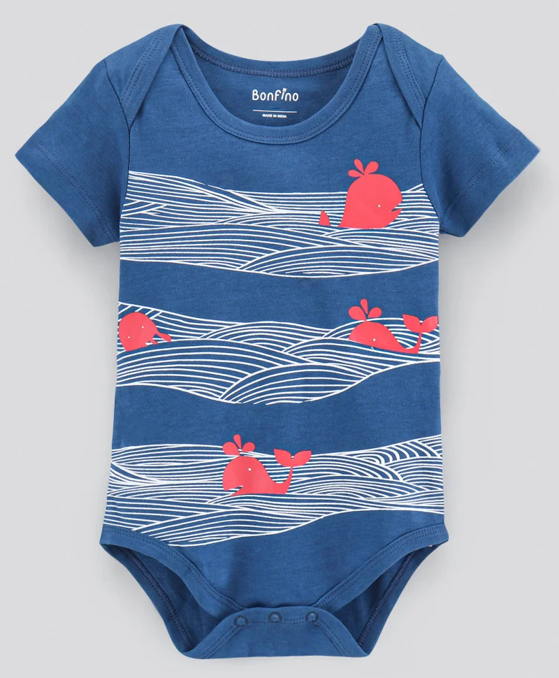 Bonfino Bonfino Half Sleeves Onesies Printed Pack of 3 - Multicolor