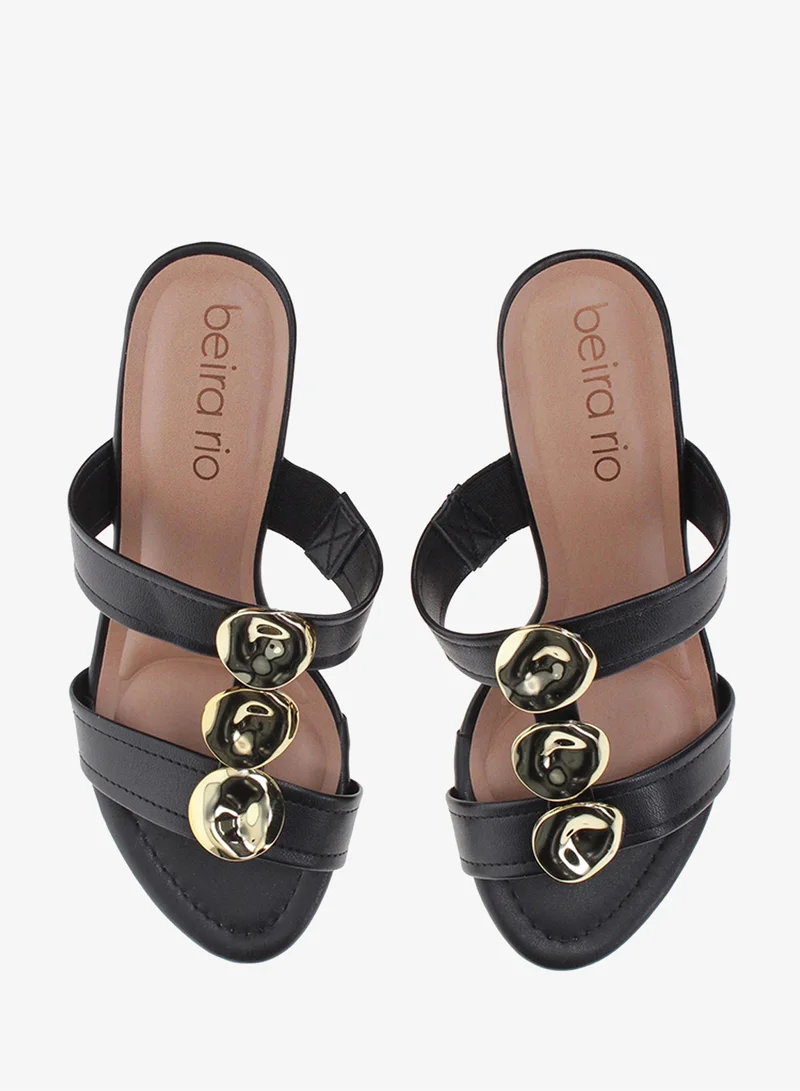 Beira Rio Black Beira Rio Women’s Mid Heel Sandals – Stylish Everyday Wear with Comfortable Support for Women | Best Price UAE
